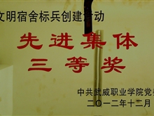 文明宿舍標(biāo)兵創(chuàng)建活動(dòng)先進(jìn)集體三等獎(jiǎng)