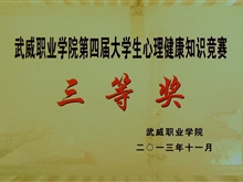 第四屆大學(xué)生心理健康知識(shí)競(jìng)賽三等獎(jiǎng)